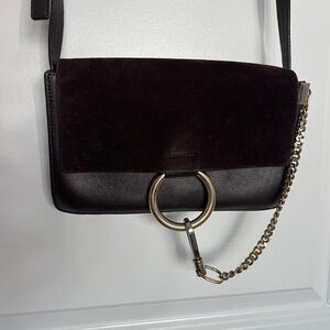 Chloe Faye Burgundy Leather/Suede Crossbody Bag